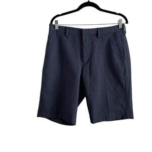 Saks Fifth Avenue Mens SZ M Blue/Black Seersucker Flat Front Chino Shorts